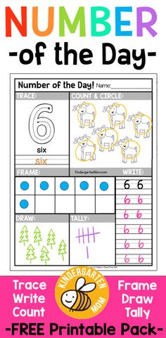 the number of the day printable worksheet for kids to practice counting and writing numbers