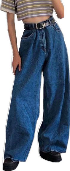 Baggy High Rise Flare Jeans In Dark Wash, Baggy High-rise Dark Wash Flare Jeans, Dark Wash Baggy High Rise Flare Jeans, Baggy Trendy Flare Jeans For Summer, Casual Baggy Flare Jeans For Spring, Trendy Baggy Flare Jeans For Summer, Baggy Denim Blue Mid-rise Wide Leg Pants, High-waisted Denim Bottoms For Streetwear, High-waisted Denim Pants For Streetwear