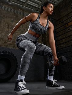 High Waist Simple Seamless Camouflage Sports Leggings, Gym Clothes Grey    Knitted Fabric Camo,All Over Print Regular High Stretch  Women Activewear, size features are:Bust: ,Length: ,Sleeve Length: Leggings Gym, Legging Sport, Gym Clothes, Set Outfit, Drawstring Hoodie, Inspiration Mode, Camo Print, Sports Leggings, Daily Workout