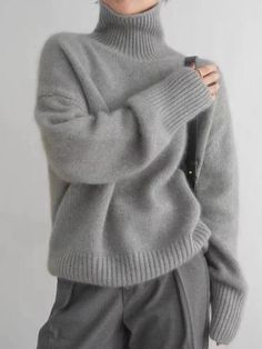 #ad Find ideas and inspiration for Autumn Winter Cashmere Sweater Women 100% Pure Cashmere Sweater Women, Fashion Women's Sweaters Bekv�äma Outfits, Winter Pullover, Estilo Chic, Womens Turtleneck, Wool Turtleneck, Cashmere Turtleneck, Women Sleeve, Loose Sweater, Knitted Pullover Sweaters