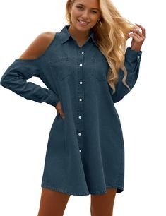 PRICES MAY VARY. Material:Long sleeve denim dress for women is made of 95% Cotton and 5% Polyester,modernate thickness,breathable and soft denim material for spring,summer and fall days Features:Denim dresses for women 2024/Jean dresses for women 2024/Spring dresses for women 2024/Shirt dresses for women 2024/Cold shoulder dress for women/Jean dress for women/Denim shirt dress women/Denim mini dress/loose fit and collared denim tunic dress/above the knee length/Rodeo dress for women/Jean midi dr Jeans Dresses For Women, Denim Shirt Dress Women, Rodeo Dress, Jean Shirt Dress, Long Sleeve Denim Dress, Jean Dresses, Denim Tunic, Dresses With Pockets, Womens Denim Dress