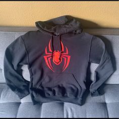 New With Tag, Lightweight, Made Of Cotton & Polyester, Size Small, Kangaroo Pouch, Hoodie With Drawstrings, Length 27”, Armpit To Armpit 21”(Lying Flat) Miles Morales Hoodie, Spiderman Sweater, Spider Man Miles, Spider Man Miles Morales, Drip Drip, Marvel Sweatshirt, Bucky Barnes Winter Soldier, Purple Sweatshirt, Red Pullover