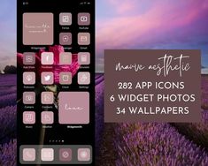 an image of the app icons and widgets for wallpapers in lavender fields