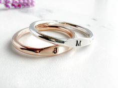 Initial Stacking Rings Cheap Everyday Open Initial Ring, Gold Initial Ring, Rose Gold Drop Earrings, Rose Gold Initial, K Rose, Silver Flower Ring, Ring Spacer, Gold Rings Stackable, Letter Ring