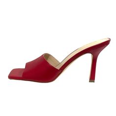 MARC FISHER Women's DANRIA Heeled Dress Sandals -New with Box -Brand: MARC FISHER -Color: Dark Red -Size: 8M -Material: Faux Leather -Heel Height: 4 Inch -Square Toe -Stiletto Heels -Single Band -Cushioned Insole -Slip On Closure -Made in China Chic Red Heels For Summer, Chic Red Summer Heels, Red Padded Heel Summer Heels, Red Evening Sandals For Summer, Elegant Red Sandals For Summer, Red Heels For Summer Night Out, Red Sandals For Night Out In Spring, Casual Party Sandals, Elegant Fitted Red Sandals