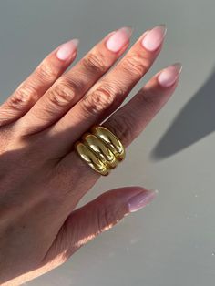 Gold Triplet Band Ring 18kt gold plated stainless steel Dome Rings, Phone Items, Rings Women, Waterproof Jewelry, Domed Ring, Band Ring, Women Rings, Silver Color, Band Rings