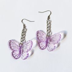 PLEASE MESSAGE ME IF YOU WANT TRACKED POSTAGE FOR $9 Y2K Acrylic Butterfly Earrings Acrylic Transparent Purple 7cm x 4cm at its widest. SUITABLE FOR SENSITIVE SKIN Hypoallergenic sterling silver hooks and clear backings <3 Art Mom Aesthetic, Ears Aesthetic, Y2k Acrylic, Preppy Earrings, Y2k Earrings, Preppy Accessories, Skin And Hair Clinic, Acrylic Butterfly, Purple Accessories