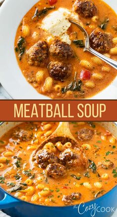 meatball soup with ricotta cheese and pasta noodles Meatball Soup Recipes, Italian Seasonings, Chili Soup, Meatball Soup, Comfort Soup, Delicious Soup Recipes, Soup And Stew, Think Food