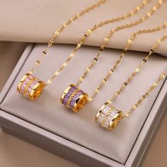 Material 18k Gold Plated Over Stainless Steel Round Luxury Necklaces . Please Select Color Upon Purchasing. Listing Is For 1 Necklace Only (White Pink Purple) Available قلادات متدلية, Lucky Charm Necklace, Tiny Necklace, Rose Violette, نظارات شمسية, Round Pendant Necklace, Wedding Party Jewelry, Long Pendant Necklace, Geometric Jewelry