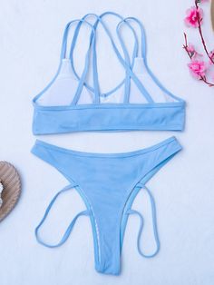 Solid Color Bandage Padded Bralette Hollow Hipster Bikini Swimwear Buckle Skirt, Blue One Piece, Padded Bralette, Swimwear Online, Black Swimwear, Asymmetrical Skirt, Hot Springs, Black Light, Fashion Advice