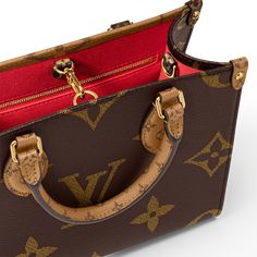 LOUIS VUITTON® - Onthego Pm - Monogram Monogram Reverse Sac Louis Vuitton, Pm Monogram, Reverse Canvas, Sacs Design, Monogram Tote Bags, Monogram Tote, Tiny Treasures, Brown Bags, Vuitton Bag