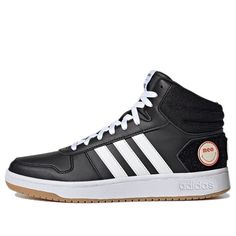 adidas neo Hoops 2.0 Mid 'Black White' GY7616 (SNKR/Cozy/Retro/Mid Top/Basketball/Wear-resistant) Adidas Logo Sporty Lace-up High-top Sneakers, High-top Sportswear Sneakers With Branded Insole, Sporty Leather High-top Sneakers Fade-resistant, Black Fade-resistant Skate Shoes For Light Sports, High-top Boost Midsole Sport Sneakers, Adidas Lace-up Athletic Sneakers, High-top Sportswear Sneakers With Boost Midsole, High-top Sneakers With Boost Midsole For Sportswear, Sportswear Basketball Shoes With Boost Midsole