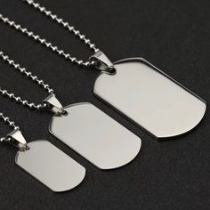 Closeout Pricing - No Additional Discounts, No Box, No Returns Silver Tone Stainless Steel New In Package Pendant Size 5 Cm X 2.8 Cm Chain Size 19" Includes Pendant And Ball Chain Necklace Unisex For Men Or Women Military Id Dog Tag Receive One Dog Tag Necklace Nickel Free Silver Dog Tag Necklace, Nickel-free Silver Dog Tag Necklace, Silver Nickel-free Dog Tag Necklace, Stainless Steel Dog Tag Necklace With Chain, Elegant Metal Dog Tag Jewelry, Silver Adjustable Chain Dog Tag Necklace, Silver Dog Tag Chain Necklace Gift, Silver Dog Tag Chain Necklace With Adjustable Chain, Elegant Silver Dog Tag Necklace