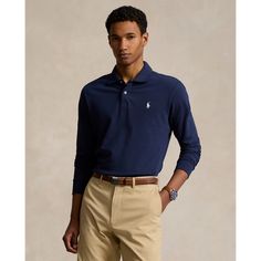 This long-sleeve Polo shirt is crafted with stretch cotton mesh that wicks away moisture and allows for unparalleled ease of movement. Fitted Ralph Lauren Long Sleeve Shirt, Ralph Lauren Fitted Long Sleeve Tops, Classic Ralph Lauren Long Sleeve Tops, Ralph Lauren Long Sleeve Cotton Top, Shirts Outfit, Polo Shirt Outfits, Long Sleeve Polo Shirt, Mein Style, Tailored Shirts