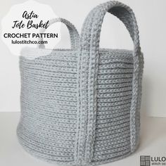 a crochet basket is shown with the text above it