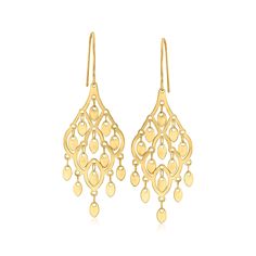 Ross-Simons - Italian 10kt Yellow Gold Chandelier Earrings. Canaria fine jewelry. Perfect for everyday wear, these genuine 10kt gold wardrobe essentials are fashionable, fun and designed to last a lifetime. Strong and durable, our collection of gold classics is always a great value. Elevate any outfit with these charming 10kt yellow gold chandelier earrings from Italy. Hanging length is 1 7/8". Earwire, 10kt yellow gold chandelier earrings. 14k Gold Drop Chandelier Earrings, 14k Gold Pierced Chandelier Drop Earrings, 14k Gold Dangle Chandelier Earrings, Pierced 14k Gold Drop Chandelier Earrings, 14k Gold Pierced Dangle Chandelier Earrings, Gold Wardrobe, Yellow Chandelier, Gold Chandelier Earrings, Valentines Sale