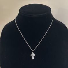 The Dainty Cross Necklace in silver 🤍 Featuring a unique silver cross with dot details and a stainless steel oval link chain. shower proof!  Unisex & tarnish proof- 16" 🖤 each will come with an extender for adjustability.  Made with love 🫶 Silver Cross Necklace With Clavicle Chain, Silver Chain Necklace With Cross Pendant, Sterling Silver Cross Chain Necklace With Adjustable Chain, Stainless Steel Silver Cross Chain Necklace, Silver Metal Cross Necklace With Clavicle Chain, Silver Metal Cross Chain Necklace, Silver Cross Chain Necklace, Silver Cross Necklace With Adjustable Chain, Silver Cross Necklace With Chain Pendant