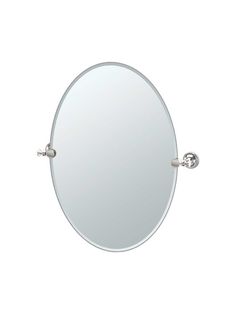 an oval mirror on a white background