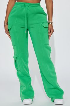 Available In White, Grey, Green, And Black. Wide Leg Pant Elastic Waistband Drawstring High Waist Cargo Pockets 100% Polyester Imported | Lorene Fleece Lounge Pant in Green size Small by Fashion Nova Black Wide Leg Pant, Wide Leg Pant, Jeans Jumpsuit, Grey Green, Green And Black, Matching Dresses, Lounge Pants, Green Fashion, Dresses For Sale