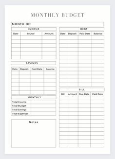 a printable budget sheet for the month