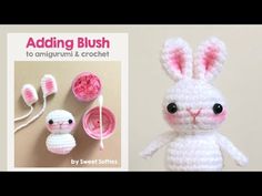 a crocheted bunny is shown next to the instructions for how to make it