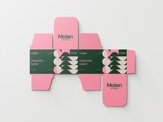 three pieces of pink paper with the word molonn printed on each one side