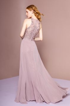 This gorgeous long dress features a sleeveless high neckline. The bodice is decorated with lace appliques. The back has a zipper closure while the chiffon skirt opens in an A-line silhouette that runs at full length hem. Fabric : Chiffon Closure : Back Zipper Sleeve Style : Sleeveless Colors : Charcoal, Mauve Size : XS, S, M, L, XL, 2XL, 3XL Fully Lined Occasion : Formal, Prom, Homecoming, Special Occasion A Line Long Dress, Mother Of Groom Dresses, Long Prom Gowns, Embroidered Bodice, Neckline Designs, Mauve Dress, A Line Gown, Groom Dress, Prom Gown