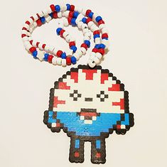 Peppermint Butler Kandi Necklace Everything In The Shop Is Personally Handmade By Me With Lots Of Love! The Perler For This Necklace Measures 5 Inches Tall, 4 Inches Wide. All Of My Items Are Always New And Unworn Thank You For Visiting My Shop! <3 #Kandi #Kandinecklace #Peppermintbutler #Adventuretime #Rave Kandi Perler Necklace, Fun Blue Necklace For Gift, Fun Blue Handmade Necklaces, Playful Blue Beaded Necklaces For Gifts, Playful Blue Beaded Necklace Gift, Playful Blue Beaded Necklace For Gift, Playful Handmade Blue Beaded Necklaces, Kawaii Perler Beads, Peppermint Butler