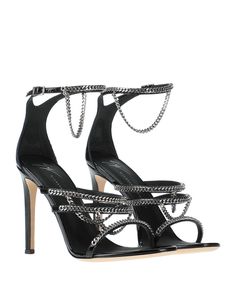 varnished effect, metal applications, solid colour with appliqués, leather lining, buckling ankle strap closure, round toeline, stiletto heel, covered heel, leather sole, contains non-textile parts of animal origin , Color: Black , Size: 7