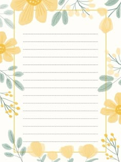 a yellow and green floral border with white paper