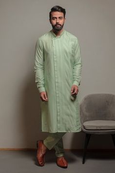 Shop for Darshika Menswear Blue Cotton Silk Asymmetric Pintuck Kurta Set for Men Online at Aza Fashions Asymmetric Kurta, Kurta Set For Men, Pajama Pant, Kurta Designs, Kurta Set, Full Sleeves, Pin Tucks, Mandarin Collar, Cuff Sleeves