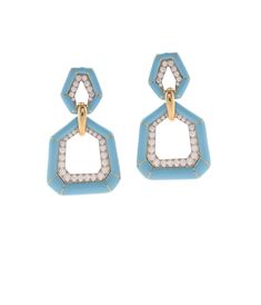 Brilliant-cut diamonds, light blue enamel, polished 18K gold, and platinum. Bamboo Earrings, David Webb, Luxury Earrings, Bold Jewelry, Brilliant Cut Diamond, Ring Bracelet, Cocktail Rings, Ring Necklace, Ring Earrings