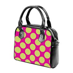 Polka Dot handbag, Pink Green Polka Dot Handbag,Retro handbags,Retro Handbags for women, Polka Dot Purse, Vintage Style Handbag, Womens bags I just wanted to design a unique and fun lime green polka pattern color I seldom see. It features a single zippered top closure as well as a removable, adjustable fabric shoulder strap. Great with any outfit for everyday wear, the office or any fun occasion! :) .: 100% high-grade PU leather .: Polyester lining .: Black handles .: Removable and adjustable PU Retro Top Handle Shoulder Bag, Retro Satchel Shoulder Bag, Retro Large Capacity Top Handle Satchel, Retro Satchel With Top Handle And Large Capacity, Retro Top Handle Satchel With Large Capacity, Retro Pink Satchel Shoulder Bag, Pink Retro Handheld Shoulder Bag, Pink Retro Satchel Shoulder Bag, Retro Pink Bag With Detachable Strap