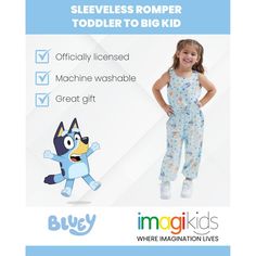 Step into the playful world of Bluey with this charming toddler girls' romper, perfect for family fun and everyday adventures! 

- **Brand:** Bluey
- **Age Group:** Toddler
- **Gender:** Female
- **Color:** Cream
- **Product Type:** Jumpsuit

Featuring a delightful all-over print of ice cream cones and beloved characters Bluey, Bingo, and Muffin, this romper is designed to capture the hearts of little ones and parents alike. Crafted for comfort and style, it's ideal for vacation, family photos, Sister Bingo, Full Body Jumpsuit, Girls Jumpsuit, Bluey And Bingo, Bluey Bingo, Fun Personality, Family Outings, Toddler Romper, Younger Sister