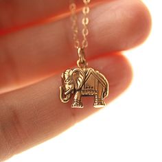 Elephant Necklace Gold Filled Chain  Golden Bronze by BijouxbyMeg Symbolic Charm Necklaces With Vintage Charm As Gift, Symbolic Charm Necklaces With Vintage Charm For Gifts, Spiritual Vintage Charm Necklaces As Gift, Symbolic Charm Necklace With Vintage Charm As Gift, Spiritual Vintage Charm Jewelry As Gift, Symbolic Vintage Charm Necklace For Gift, Spiritual Vintage Charm Necklace For Gifts, Unique Vintage Charm Necklace As Gift, Unique Vintage Charm Necklace For Gift