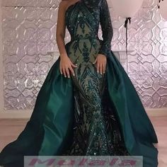 One Shoulder Prom Dress, Detachable Skirt, Color Dresses, Long Sleeve Evening Gowns, Bold Dresses, Detachable Train, Elegant Prom Dresses, Sequin Evening Dresses, Long Sleeve Evening Dresses