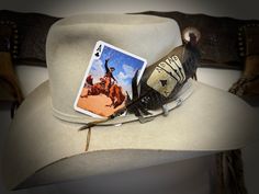 Playing card Hat accessory, western retro vintage style playing cards, choose card of choice from drop down. This group is all CLUBS " HAT NOR FEATHER INCLUDED"  CARD ONLY!  western retro Cowboy or cowgirl Hat accessories. SHIPS FREE in USA Vintage Handmade Hat Band For Western-themed Events, Vintage Handmade Hat For Western-themed Events, Vintage Handmade Hats For Western-themed Events, Handmade Vintage Hats For Western-themed Events, Vintage Handmade Hats For Ranch, Handmade Vintage Hats For Ranch, Adjustable Vintage Top Hat As A Gift, Handmade Vintage Top Hat For Country Events, Handmade Vintage Hat Bands