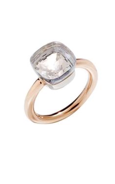 Pomellato Ring Nudo - Gold and White Topaz (PAA1100O6000000TB). 18k rose gold with white topaz. Pomellato Ring, Interchangeable Bracelet, Akoya Pearl Earrings, Diamond Accessories, Charm Choker Necklace, Womens Wedding Bands, Stackable Ring, Classic Ring, Diamond Watch