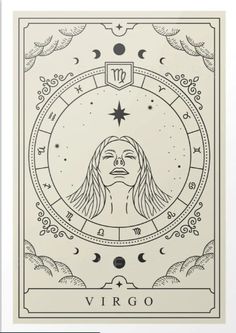 the zodiac sign for virgo with an image of a woman's face on it