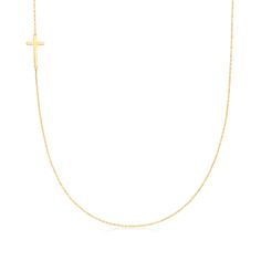 Ross-Simons - Italian 18kt Yellow Gold Vertical Cross Necklace. 18". Fashion meets faith in this vertical cross necklace from Italy. A 5/8" long cross stations one side of a 1.2mm cable chain. Springring clasp, 18kt yellow gold cross necklace. Yellow Gold Cross Necklace, Gold Cross Necklace, Fine Jewelery, Gold Cross, Fine Jewellery Necklace, Chains Jewelry, Cable Chain, Cross Necklace, Chain Necklace