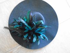 This is a navy blue straw one size wide brim hat with a peacock theme WOW factor You will receive in the mail 4-6 days after purchase Kentucky Derby Wedding Theme, Peacock Hat, Peacock Eyes, Feather Peacock, Peacock Theme, Large Feathers, Feather Hat, Charity Event, Dress Hats