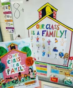 this classroom has posters and magnets on the wall for children to use in their homes