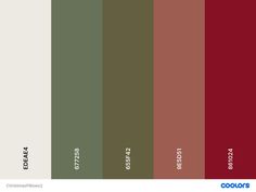 the color palette is red, green, and brown