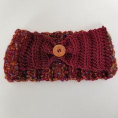 READY TO SHIP Burgundy Red Multi Wood Button  Adult Size Ear warmer Messy Bun Dreadlock Dread Hat with Purple Heather Acrylic Vegan Yarn Machine Wash Dry NOTE: Made with stretchy acrylic yarn and will fit 20" -  24" head  circumference. See photos for sizing. Measure before purchasing.   CONTENT: Acrylic Vegan yarn. SHIP: Fast and Free shipping on ready to ship made items. Special orders will be communicated. WOULD YOU LIKE OTHER SIZES &/OR  COLORS: Please contact me if you would like this in another color or size.  I would be happy to make it for you.  Just purchase this one and put in the note of the order what size/color you would like. We take your safety seriously and practice sanitary packaging and processes. Adjustable Red Headband For Winter, Adjustable Red Winter Headband, Red Adjustable Headband For Winter, Handmade Adjustable Red Headband, Messy Bun Ponytail, Bun Ponytail, Purple Heather, Ponytail Hat, Ear Warmer