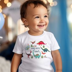 Cute dinosaur first one boy birthday party baby T-Shirt Painted Dinosaur, Baby Tee Outfit, Birthday Illustration, Jungle Birthday, Stylish Baby, Boy Birthday Party, Cute Dinosaur, Dinosaur Birthday, Baby T Shirt