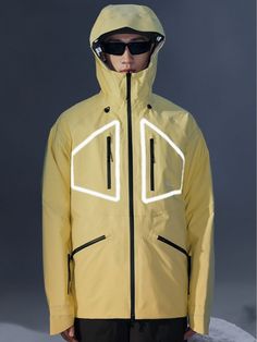 The designer has incorporated a loose, three-dimensional cut, optimizing and upgrading the original NIS classic silhouette. This enhanced reflective ski jacket allows for easy layering with hip, knee, and armor protection without appearing bulky. Specifications: The 3-Layer Composite Fabric is a specialized outdoor skiing garment composed of an outer layer (high-elastic nylon), an intermediate layer (a high-transparency, moisture-proof, 30D polyester yarn soft fabric), and a waterproof membrane. Shell Jacket, Ski Jacket, Snowboarding, Three Dimensional, Apparel Accessories, Soft Fabrics, Shells