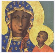 an icon of the virgin mary and child jesus