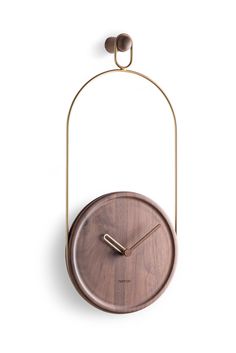 Eslabon Clock Wooden Clock Design, Wood Clock Design, Clocks Back, Calacatta Gold Marble, Pendulum Clock, Wood Clock, Calacatta Gold, Wood Marble, Brass Wood