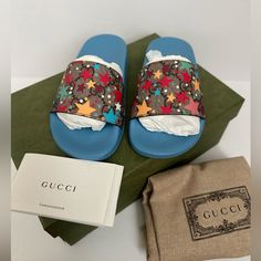 Nib Gucci Supreme Gg Night In Dreams Slides Size 27 Us 11 Comes With Box, Care Manual And Dustbag Comes From Smoke/ Pet Free Home Shoes Gucci, Gg Logo, Gucci Shoes, Night In, Flip Flop Sandals, Slide Sandals, Kids Shoes, Flip Flops, Slides