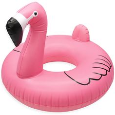 an inflatable flamingo float is shown on a white background with black accents